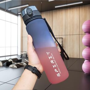 32 oz Motivational Water Bottle with Time Marker and Straw Carrying Strap, Leakproof Flip BPA Free, For Fitness Gym Outdoor（Blue Red） in Kuwait