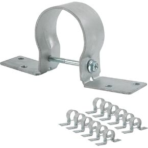 12 PCS Fence Post Brackets, 2-3/8“ Steel to Wood Fence Bracket, Fence Brackets for Metal Posts, Galvanized Pipe Grip Tie - Fence Post Repair with Bolts（No Screws） (2-3/8" - 12 pcs) in Saudi Arabia