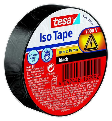 tesa Insulating Tape - Self-Adhesive Insulating Tape, Heat-Resistant - for Insulating, Repairing and Bundling - 10 m - Black in Kuwait
