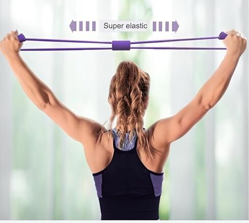 1pc Medium Resistance Exercise Bands,Stackable Workout Bands for Stretching, with Foam Handles, Yoga & Pilates (Random Color) in Kuwait