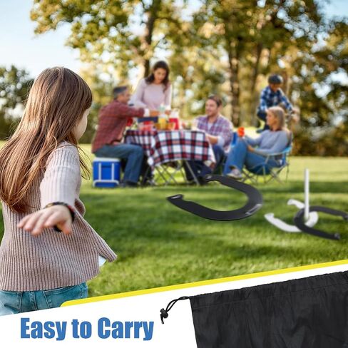 COCONUT Horseshoes Outside Game for Kids, Metal Horse Shoes Game Kit Includes 4 Horseshoes 2 Stakes, Backyard Beach Outdoor Game for Kids （Not for Adults） White Black in Kuwait