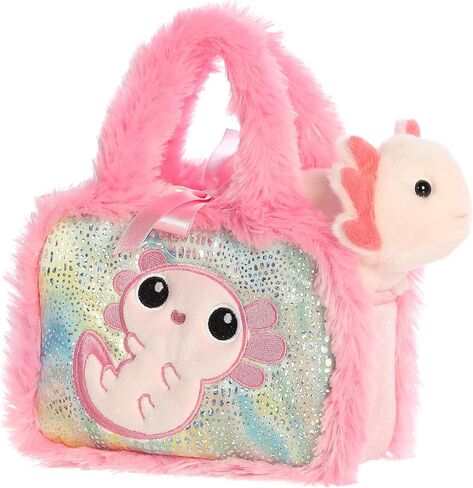 مجموعة حيوانات محشوة من مجموعة Aurora® Fashionable Fancy Pals™ Aquarium - قطيفة مع محفظة أنيقة لمتعة ارتداء الملابس - مثالية للأطفال بعمر 3 سنوات فما فوق، والأزياء التنكرية، وأعياد الميلاد - Axolotl 7.5 بوصة in Kuwait