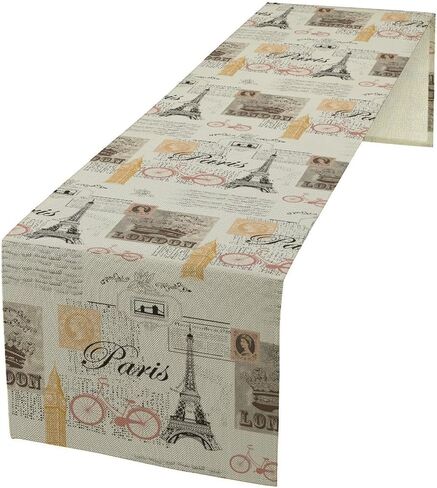 Newspaper Printed Table Runner, Vintage News Paper Postmark Paris Eiffel Tower Background Table Runner for Book Club Kitchen Dining Home Table Decor Party Holiday, 13x36 Inch in Kuwait