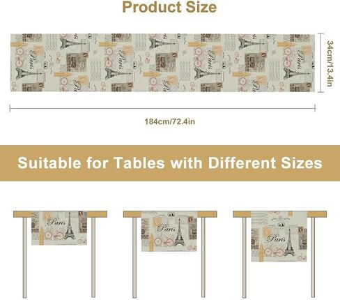 Newspaper Printed Table Runner, Vintage News Paper Postmark Paris Eiffel Tower Background Table Runner for Book Club Kitchen Dining Home Table Decor Party Holiday, 13x36 Inch in Kuwait