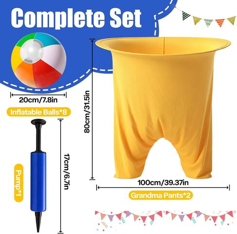 Granny Pants Yard Game, 11 PCS Outdoor Yard Toss Game for Teens & Adults-Includes 2 Giant Granny Funny Pants, 8 Bouncy Balls & Pump - Backyard Party Games for Family Reunion, Team Building in Kuwait