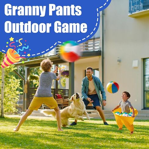 Granny Pants Yard Game, 11 PCS Outdoor Yard Toss Game for Teens & Adults-Includes 2 Giant Granny Funny Pants, 8 Bouncy Balls & Pump - Backyard Party Games for Family Reunion, Team Building in Kuwait