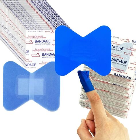 300 Pcs Blue Detectable Food Service Bandages, Waterproof Butterfly Fingertip Bandages Latex Free for Kitchen First Aid (1.75 x 2inch) in Kuwait