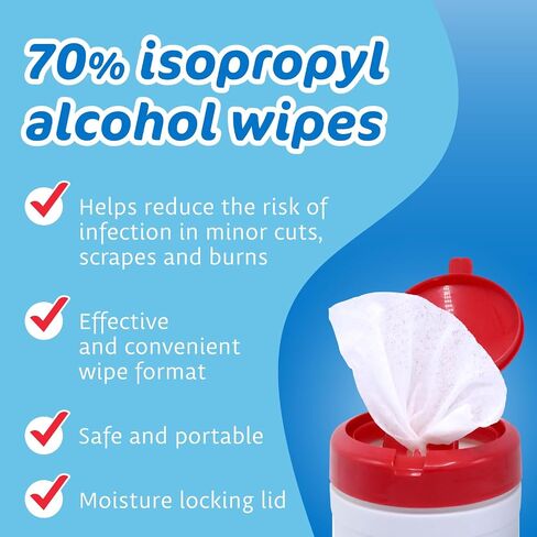 The Pharma-C Company - 70% Isopropyl Alcohol Wipes [6 pack of 6ct cases - 36ct Total] - Bulk IPA First Aid Antiseptic Wound Cleaner with Moisture Lock Lid. For minor cuts, scrapes, and burns. in Kuwait