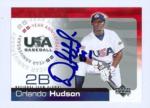 Autograph Warehouse 34713 Orlando Hudson Autographed 2004 Usa Baseball Upper Deck Baseball Card No. 89 in Kuwait