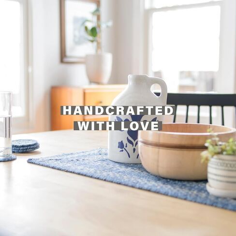 مفرش طاولة طويل مضفر من قماش الجوت من Homespice، ديكور ساحلي ريفي، مستطيل أزرق 11x36 - ألوان غنية، سهل التنظيف، متين ويحمي الأثاث in Kuwait