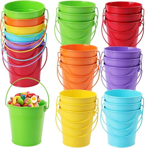 7 Pack 7 Inch Red Metal Ice Bucket, Durable Galvanized Steel Party Drink Chillers with Handles, Perfect for Wine, Beer, Champagne, Seafood, and More in Kuwait
