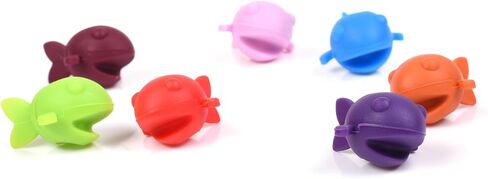 Cosmos Pack of 8 Assorted Colors Fish Shape Drink Markers & Wine Charm Tags for Stemless Glasses, Beer Mugs & More in Kuwait