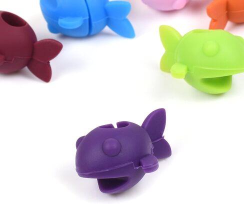 Cosmos Pack of 8 Assorted Colors Fish Shape Drink Markers & Wine Charm Tags for Stemless Glasses, Beer Mugs & More in Kuwait