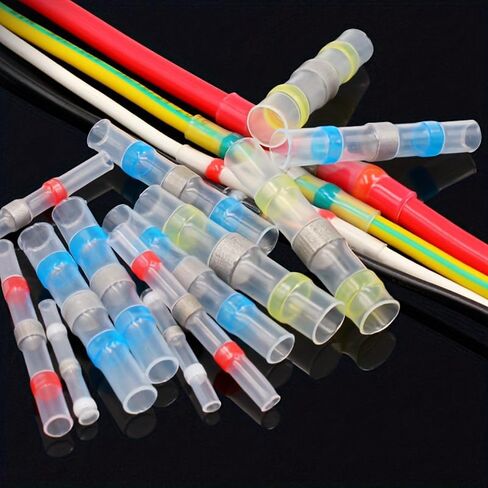 50 Pcs Solder Sealed Heat Shrink Wire Connector, Insulated Terminal Block, Suitable for Docking Automotive, Marine, and Household Circuits (Multicolored) in Kuwait
