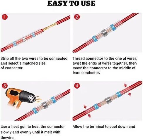50 Pcs Solder Sealed Heat Shrink Wire Connector, Insulated Terminal Block, Suitable for Docking Automotive, Marine, and Household Circuits (Multicolored) in Kuwait