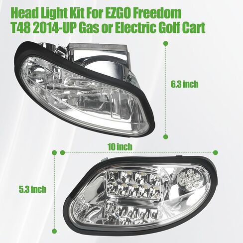 10L0L Headlight Kit for EZGO Freedom TXT/T48 (2014-Up) Gas/Electric Golf Cart- Driver & Passenger Side Replacement, 12V Bright Front Head lights Easy Install in Kuwait
