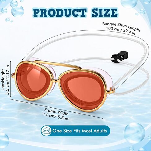 Sabary Sunglasses Goggles for Adult Women Men Retro Pilot Swim Goggles No Leak Wide View Pool Glasses with Adjustable Elastic Strap for Summer Outdoor Travel(Red) in Kuwait