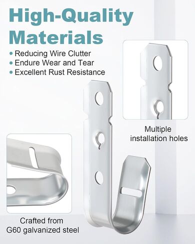 200 Pcs Cable Support J-Hook, 3/4 Inch Cable Hooks for Hanging, Wall Mount Galvanized j Hooks for Cable and Wire Management in Kuwait