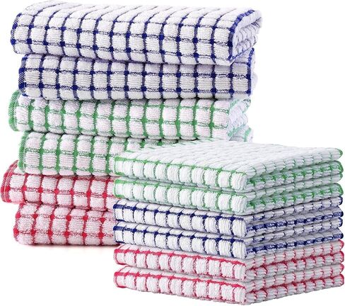 طقم من قطعتين من مناشف المطبخ ومناشف الأطباق بمقاس 27.94 × 27.94 سم، مناشف أطباق فائقة النعومة ماصة لتجفيف الأطباق، وتنظيف اليدين، وبياضات المطبخ متعددة الأغراض (ألوان عشوائية) in Kuwait