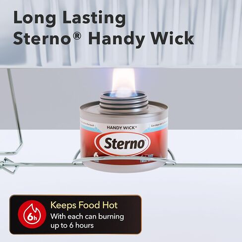 Sterno Disposable Complete Chafing Dish Buffet Set, 6-Hour Chafer Fuel Wick, Food Warmers, Warming Trays, Lids & Serving Utensils in Kuwait
