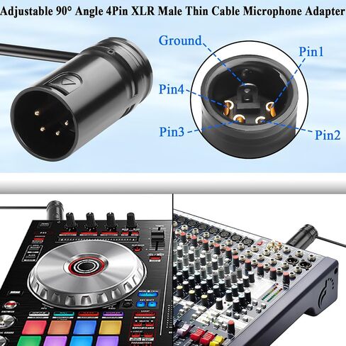 QIANRENON Compact 4Pin XLR Solder Adapter Adjustable 90° Angle 4Pin XLR Male Thin Cable Microphone Connector Gold Plated 4 Pole x-LR Audio Plug, for DIY Restoration XLR4, with 0.9mm Wrench in Saudi Arabia