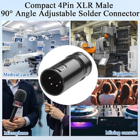 QIANRENON Compact 4Pin XLR Solder Adapter Adjustable 90° Angle 4Pin XLR Male Thin Cable Microphone Connector Gold Plated 4 Pole x-LR Audio Plug, for DIY Restoration XLR4, with 0.9mm Wrench in Saudi Arabia