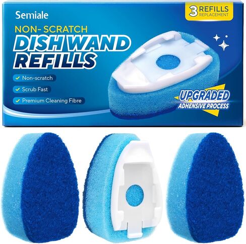 Dishwand Refills Sponge Heads for Scotch-Brite Dish Wand, 6Pack Non Scratch Heavy Duty Scrub Brush Sponges, Soap Dispensing Scrubbers, Cleaning Head Pad Replacements for Kitchen Sink, Glass Dishwash in Kuwait