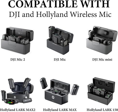 حقيبة حمل ميكروفون Geekria for Creators متوافقة مع DJI Mic 3، Mic 2، Mic Mini، Hollyland Lark MAX 2، حقيبة شحن Lark MAX، حقيبة سفر ذات هيكل صلب للميكروفون مع تخزين الكابل (أسود) in Kuwait