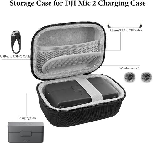 حقيبة حمل ميكروفون Geekria for Creators متوافقة مع DJI Mic 3، Mic 2، Mic Mini، Hollyland Lark MAX 2، حقيبة شحن Lark MAX، حقيبة سفر ذات هيكل صلب للميكروفون مع تخزين الكابل (أسود) in Kuwait