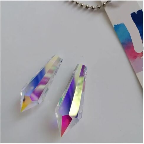 Hanging Crystals Prisms 5pcs 55mm/2.2inch AB Color Crystal Icicle Drop Prisms Pendants Part Home Decoration Hangings Crystals for Decoration in Kuwait