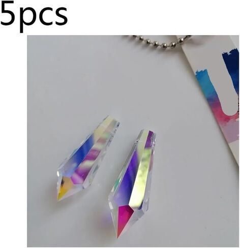 Hanging Crystals Prisms 5pcs 55mm/2.2inch AB Color Crystal Icicle Drop Prisms Pendants Part Home Decoration Hangings Crystals for Decoration in Kuwait
