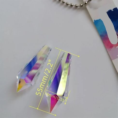 Hanging Crystals Prisms 5pcs 55mm/2.2inch AB Color Crystal Icicle Drop Prisms Pendants Part Home Decoration Hangings Crystals for Decoration in Kuwait