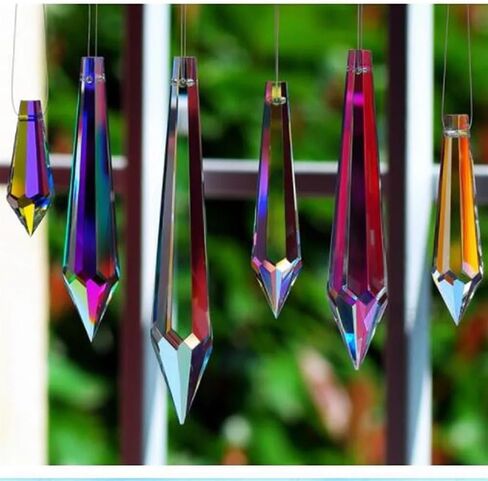 Hanging Crystals Prisms 5pcs 55mm/2.2inch AB Color Crystal Icicle Drop Prisms Pendants Part Home Decoration Hangings Crystals for Decoration in Kuwait