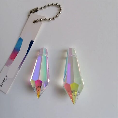 Hanging Crystals Prisms 5pcs 55mm/2.2inch AB Color Crystal Icicle Drop Prisms Pendants Part Home Decoration Hangings Crystals for Decoration in Kuwait