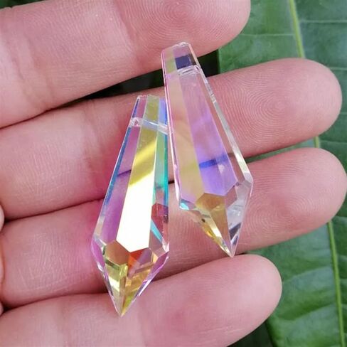 Hanging Crystals Prisms 5pcs 55mm/2.2inch AB Color Crystal Icicle Drop Prisms Pendants Part Home Decoration Hangings Crystals for Decoration in Kuwait