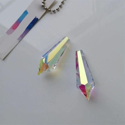 Hanging Crystals Prisms 5pcs 55mm/2.2inch AB Color Crystal Icicle Drop Prisms Pendants Part Home Decoration Hangings Crystals for Decoration in Kuwait