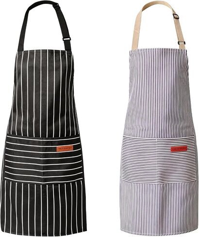 Adjustable Kitchen Aprons, Unisex, 2 Pack | 2 Large Pockets, Cotton-Polyester Blend, Bib Apron, For Home, BBQ & Restaurant Use in Kuwait