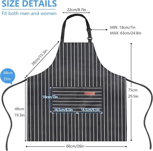 Adjustable Kitchen Aprons, Unisex, 2 Pack | 2 Large Pockets, Cotton-Polyester Blend, Bib Apron, For Home, BBQ & Restaurant Use in Kuwait