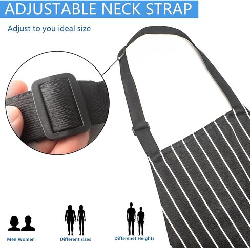 Adjustable Kitchen Aprons, Unisex, 2 Pack | 2 Large Pockets, Cotton-Polyester Blend, Bib Apron, For Home, BBQ & Restaurant Use in Kuwait