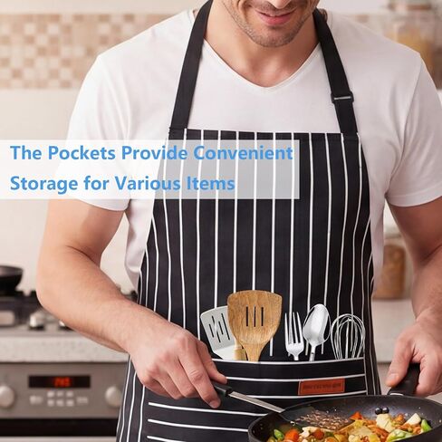 Adjustable Kitchen Aprons, Unisex, 2 Pack | 2 Large Pockets, Cotton-Polyester Blend, Bib Apron, For Home, BBQ & Restaurant Use in Kuwait