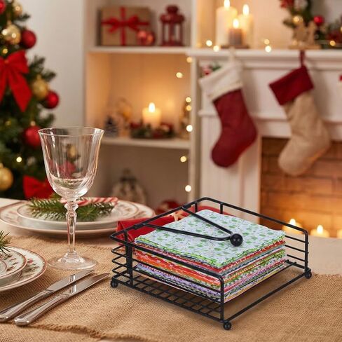 4PCS Metal Napkin Holders, Black Flat Paper Holder for Kitchen Table & Outdoor Dining, Heavy-Duty Iron Napkin Dispenser with Weighted Arm in Kuwait