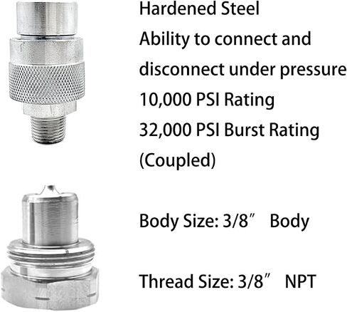 6' 10150psi High Pressure Hydraulic Hose Coupler 3/8" NPT thread Hydraulic Hose Assembly,1/4" ID x 6ft (BLACK, 6' 10150 PSI 3/8") in Kuwait