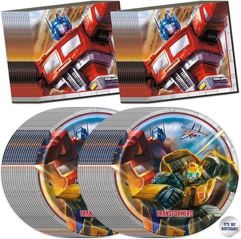 Transformers Plates and Napkins for 32 | Officially Licensed Transformers Birthday Decorations for Party in Kuwait