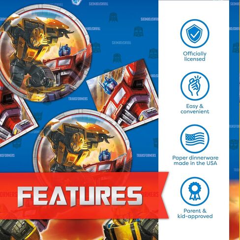 Transformers Plates and Napkins for 32 | Officially Licensed Transformers Birthday Decorations for Party in Kuwait