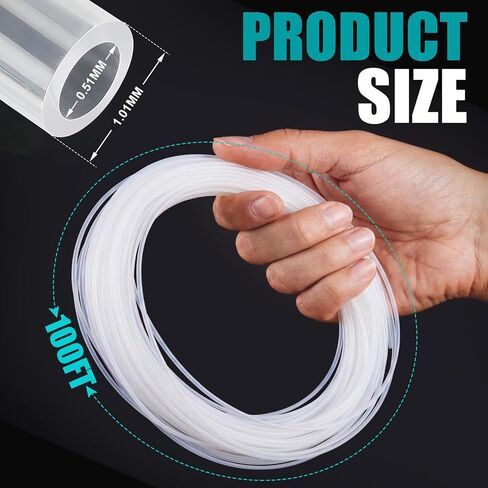 أنابيب 100 قدم 24 AWG PTFE، غلاف سلك أنبوبي مرن، أنبوب عزل لدرجة الحرارة العالية، أنابيب فلورو بوليمر رقيقة الجدار، معرف 0.51 مم × 1.01 مم OD، -75 درجة مئوية إلى 260 درجة مئوية للاستخدام الصناعي للمختبر الكهربائي in Kuwait