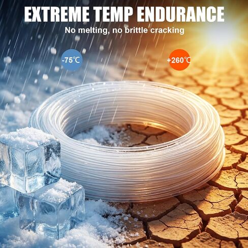 أنابيب 100 قدم 24 AWG PTFE، غلاف سلك أنبوبي مرن، أنبوب عزل لدرجة الحرارة العالية، أنابيب فلورو بوليمر رقيقة الجدار، معرف 0.51 مم × 1.01 مم OD، -75 درجة مئوية إلى 260 درجة مئوية للاستخدام الصناعي للمختبر الكهربائي in Kuwait
