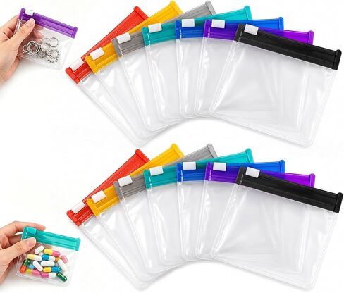 14Pcs Self Sealing Zipper Medicine Bags, 2026 Reusable Pill Pouch Bags Travel Plastic Bags with Slide Lock for Storage, Water-Resistant Pill Pouch Set for Medicine Vitamins Small Daily Items Storage in Kuwait