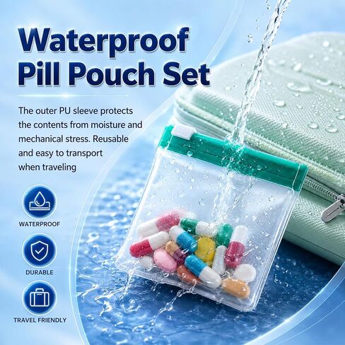 14Pcs Self Sealing Zipper Medicine Bags, 2026 Reusable Pill Pouch Bags Travel Plastic Bags with Slide Lock for Storage, Water-Resistant Pill Pouch Set for Medicine Vitamins Small Daily Items Storage in Kuwait