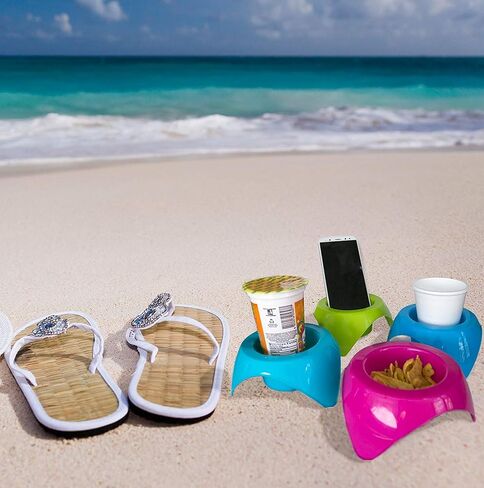 Sand Beach Cup Holders with Stainless Steel Bottle Opener. Portable Sand Coaster | 4 Pack in Kuwait