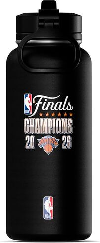 Hydrapeak مرخصة رسميًا من نيويورك نيكس 2026 NBA Finals Champions زجاجة مياه معزولة من الفولاذ المقاوم للصدأ سعة 32oz مع غطاء من القش ومقبض للحمل، مضادة للتسرب in Kuwait